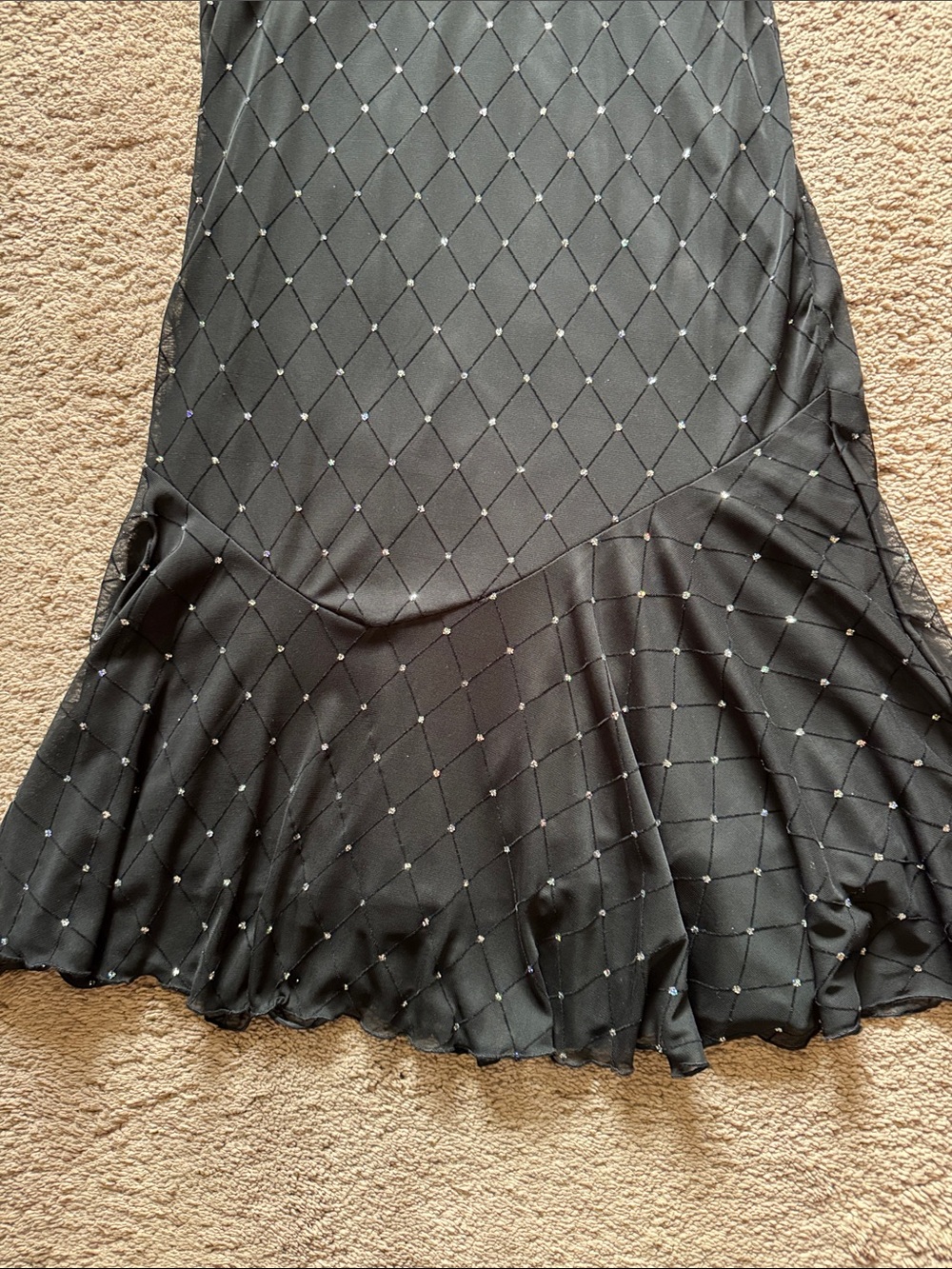 Dress Barn Black Babydoll Glitter Diamond Print Formal Midi Dress. Size 8 - Picture 8 of 11